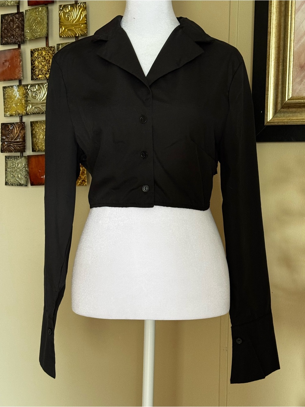 Liberty Love Black Cropped Button-Down Shirt